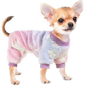 Sebaoyu Dog Pajamas for Small Dogs, Glow in Dark Tie Dye Unicorn Dog Sweater, Super Soft Velvet Material Yorkie Chihuahua Tiny Dog Clothes Outfits (XX-Small)