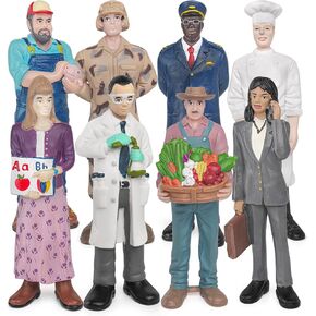 8PCS Professional Character Models Figures Set Educational Toys Christmas Party Decoration for 3 4 5 6 Kids Boys and Girls (Researchers,Farmers,Soldiers)