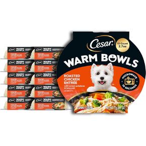 Cesar Warm Bowls Wet Dog Food Roasted Chicken Entrée, 2.7 oz. Trays, 10 Count