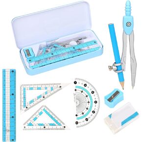 Compass Geometry Tool Geometry Set Drafting Drawing Compass and Protractor Set with Box Math Geometry Compass for Geometry Metal Compass Geometry Kit Drawing Tool for Measuring Drawings Study