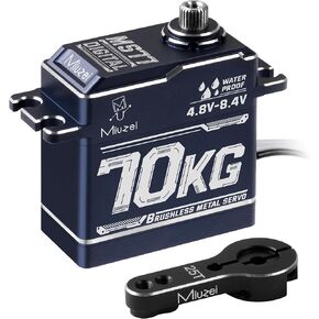 Miuzei 70KG Brushless Servo High Torque RC Servo Motor Digital Stainless Steel Gear Programmable 8.4V Waterproof Compatible with 1/7, 1/8, 1/10 RC Car (180°)