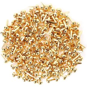 XOOBIU 100 PCS Decorative Mini Brads Paper Fasteners, Round Brass Metal Brads - Metal Crafting Supplies for Art Crafting, Card Making,Decorative Scrapbooking DIY,Scrapbooking Paper, 8x15mm (Golden)