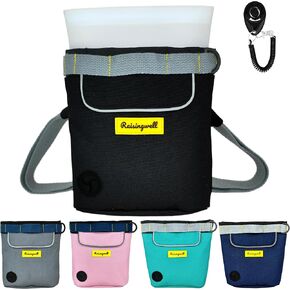 حقيبة معالجة الكلب مع حقيبة الوجبات الخفيفة السيليكون ， 2CUP Silicone Treat Pouch Training Clicker ، أقوى إغلاق مغناطيسي الكلب معالجة فاني حزمة للتدريب （أسود）