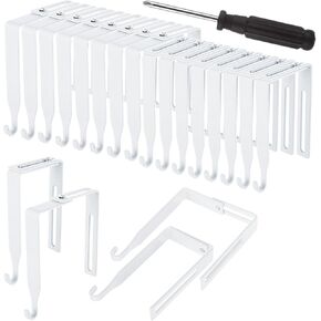 Acrux7 18 PCS Adjustable Cubicle Hooks, White Metal Cubicle Wall Hooks Over The Door Mirror Hangers with Screwdriver, Heavy Duty Cubicle Hanger Fit 1 3/8" to 3 1/2" Panels Office Whiteboard