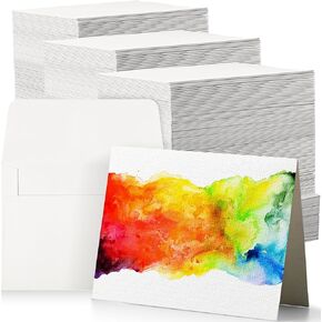 Fainne 200 Set 4.25 x 5.5 Inch Pure Cotton Watercolor Cards Set Blank Cotton Watercolor Cards with Envelopes 140lb Heavyweight Paper for Art Painting Creative Thank Note