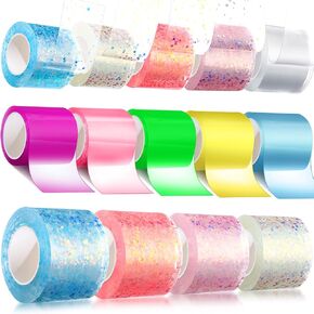 Hydren 10 pcs أشرطة نانو توهج في مجموعة فقاعة شريط النانو المظلمة لا يوجد تسخين مطلوب ، 65.6 قدم × 1.97 في شريط نانو خاص مناسب للأطفال المبتدئين الأشعة فوق البنفسجية ملونة مزدوجة الجوانب لصنع الفقاعة