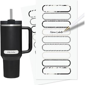 ThreeKin Waterproof Labels for Bottles & Containers - 72 Custom Stickers | All-Purpose & Personalizable | Dishwasher, Freezer & Microwave Safe | BPA-Free | USA-Owned (Black & White)