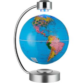 Magnetic Levitation Globe, 8" Mag Lev Earth Globe, Suspended Auto Dual-Rotation, Touch-Controlled LED Light, Suitable for Decorative Ornaments, Business, Holiday Gifts (Blue)