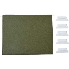 Staples 266262 Hanging File Folders 5-Tab Letter Standard Green 50/Box (266262)
