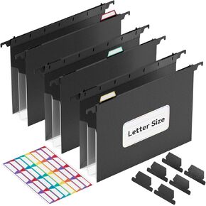 ThinkTex-Plastic Expanding Hanging File Folders,Reinforced 3.15" Hanging Accordian Folder，Large Capacity one Pocket, Removable Labels,Insertable Tabs, Letter Size for Filing Cabinet -3 Pack