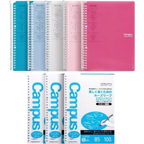 Kokuyo Campus Smart Ring Binders 5 Pack ، B5 Binder Notebooks ، 60 SHOETS CATET