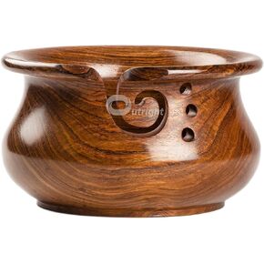 INTAJ Large Wooden Yarn Bowl Cute Rosewood Yarn Holder for Knitting and Crocheting, Crochet Gift for Knitting Lovers, Wooden Yarn Spinner for Crochet -Christmas Gift Ideas for Mother's Day, Her, Wife