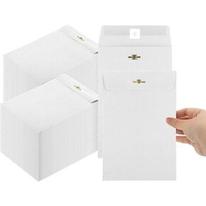 50 Pcs Manilla Envelopes Clasp Envelope Kraft Catalog Envelope with Clasps Closure 28 lb Kraft Paper Envelope for Storing or Mailing Envelopes Home Office Business Supplies (White, 6x9)