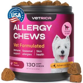 Dog Allergy Relief Chews - Dog Itching Skin Relief - Anti Itch - Skin Health - Hot Spot Treatment - Seasonal Allergy Support Supplements - Immune Chewable Treats - Hemp Seed Oil, Turmeric, Quercetin