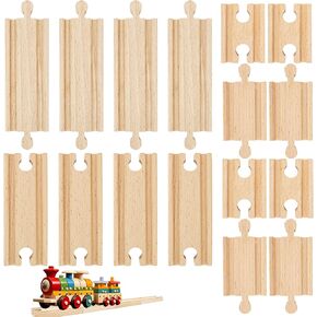32 Pcs Straight Wooden Train Track Connectors Bulk Train Track Adapters Male Female Train Track Hardwood Expansion for Trains Railway Accessories Table Activities Games