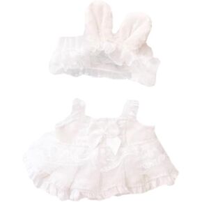 niannyyhouse 10cm-15cm 20cm Plush Doll Clothes White Headdress Suspender Dress Wedding Dress Doll Dress Up (10cm-15cm)