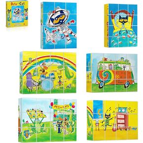 PicassoTiles Pete the Cat Magnet Puzzle Building Block Cubes 6 Cartoon Themed Brain Teaser Puzzles Mix and Match Magnetic Playset STEM Educational Toy Set Preschool Sensory Toys Toddlers Ages 3+ PTC03