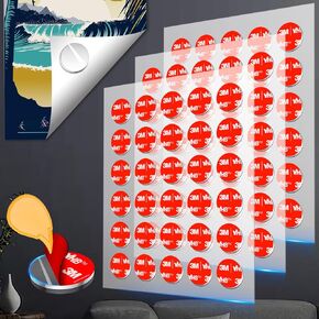 90 Pcs Clear Removable Adhesive Putty, Made of 3M VHB, Strong Double Sided Gel Glue Adhesive Dots Museum Sticky Tack for Wall Hanging, Mounting Putty for Hanging Pictures No Residue, 0.59"