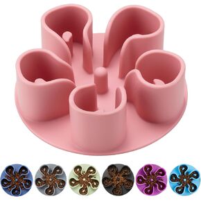 Slow Feeder Dog Bowls Insert, Bestalk Soft Silicone Slow Eating Dog Bowl Insert with Suction Cups for Small, Medium and Large Dogs(Pink, S)