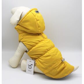 Warm Dog Coat, Dog Jacket with Detachable Hood Winter Coat Dog Clothes Pet Dog Cold Weather Coats Cozy Snow Jacket Vest for Small Medium Large Dogs - Blake (Yellow, Small)