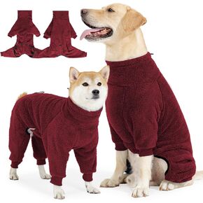 Dog Winter Coat Soft Pullover Pajamas, Warm Dog Cold Weather Coats Fleece Dog Coat, Cozy Dog Winter Jacket Windproof Fullbody Dog Jumpsuit Onesie Fleece Sweater Winter Clothes Apparel for Dogs