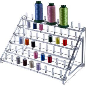 MyGift 60 Spools Premium Clear Acrylic Tabletop Thread Storage Organizer Display Stand, Spool Holder Rack for Sewing Embroidery Quilting Craft Kit Threads