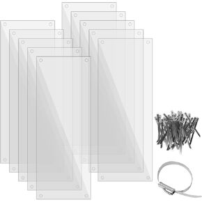 10 Pcs Pet Cage Liner 15.7'' x 6'', Cage Urine Guard Side Lining Clear Sheet with 50 Pcs Stainless Steel Zip Ties, Anti-Urine Side Lining Sheet for Rabbit Guinea Pig Hamster Ferret Chinchilla