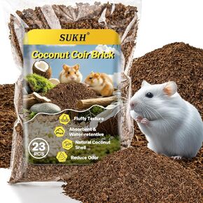 Sukh Coconut Coir Brick - 23 Pcs Hamster Bedding Cozy Pet Natural Coco/Cork Animal Litter Odor and Waste Absorbent for Syrian Hamster,Guinea Pig,Degus,Reptile Other Small Animals