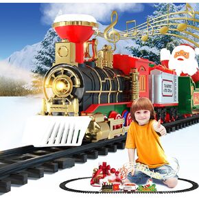 Train Set, Electric Train Toys with Steam Smoke & Light & Sound (On/Off) & Tracks, Birthday Gifts for 3 4 5 6 7 8+ Years Old Boys Kids, Trains for Toddlers 3-5