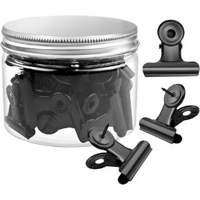 30 Pieces Push Pins Clips Black Thumb Tacks with Clips for Cork Boards, Bulletin Boards