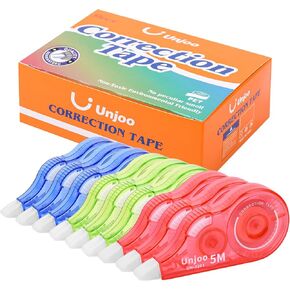 White Correction Tape, Easy To Use Applicator for Instant Corrections Wrong Writing At Any Time, For school, Office (6M/256" x 0.2",4 colors, 12pack)