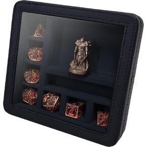 Forged Dice Co. RPG Character Shrine Display Case for Dice and DND Miniatures - Includes Travel Dice Tray and Display Lid - Compatible with Dungeons and Dragons Dice - Blue