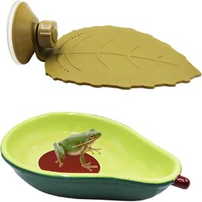 إكسسوارات Tree Frog terrarium ، حوض استحمام ضفدع مع مجموعة منصة التشمس ، ديكور terrarium لضفدع القزم الأفريقي ، ضفدع الأشجار ، الزواحف الأخرى والبرمائية ، ضفدع الموائل