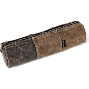 Gootium Waxed Canvas Pencil Pouch - Vintage Zippered Stationery Organizer for Pens, Pencils, and Accessories Handmade Multi-Purpose Utility Case, Tan