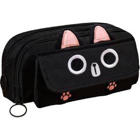 Big Capacity Pencil Case,Zipper Pencil Pouch,3D Cat Pencil Bag for Girls Boys Back To School Supplies,Stationery Bag Office Pen Organizer for Teens Adults (Black)