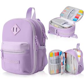 Large Capacity Pencil Case, Mini Backpack Pencil Case, Storage High Capacity Bag Pouch Holder Marker Pen Organizer, for Student, Teen Girls, Adults (Pink)