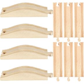 10 Pack Wooden Train Train Track Expansion Packs Rollings Hills Ascending Wooden Train Track Hardwood Ramp Track Pieces Accessories Compatible with All Major Wooden Railways