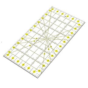 Yellow Quilting Ruler Acrylic Quilting Ruler Surface Grid Lines Quilting DIY Cutting Ruler Tool 6.5x12inch for Precise Cutting Fabric Paper Sewing Craft Templates