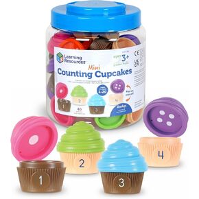 Learning Resources Mini Counting Cupcakes, Birthday Cake Toy, Counting Toy, Play Food, Manipulatives for Kids, Ages 3+