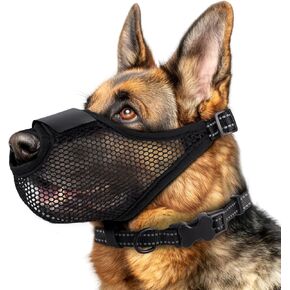 Dog Muzzle,Soft Air Mesh Muzzle for Small Medium Large Sized Dogs,Breathable Soft Dog Muzzle Reflective Adjustable Puppy Muzzles with Collar,Nose Revealing Design,Allows Panting and Drinking