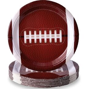 JOYIN 72 PCS Football Paper Plates (9 Inches), Disposable Touchdown Football Plates, Football Gameday Birthday Party Sports Events Party Accessory Supplies