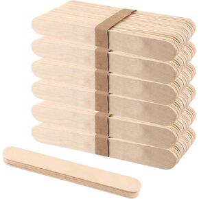 Pingeui 200 PCS 8 × 1 بوصة عصي جامبو حرفة ، واكتئاب خشبي كبير اللسان ، وعصي الآيس كريم العصي الملمو.