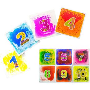 Karbell & Co Numbered Sensory Floor Tiles - Colorful Counting Pads for Early Learning, Color & Number Recognition, Fine & Gross Motor Skills - Waterproof, Anti-Slip Backing - 11.8x11.8x0.1, 10-Pack
