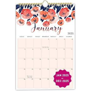 2025 Wall Calendar, 12" X 17", 12 Monthly Calendar from Jan 2025 till Dec 2025, Spiral Bound for Office, Home, Family,Business, School Appointment Planning