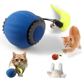 2025 New Speedy Tail Interactive Cat Toy for Indoor Cats,Cat Tail 2.0 Toy,Automatic Moving Smart Cat Toy Ball with Tail(Blue)