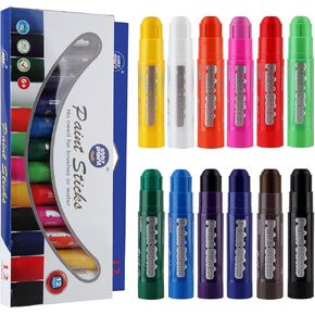 12 Colors Solid Tempera Paint Sticks、Poster paint,Washable solid tempera in Classic Rainbow Shades 、Non-Toxic and Allergen-Free 、Super Quick-Drying Perfect Paint for Toddlers and Kids