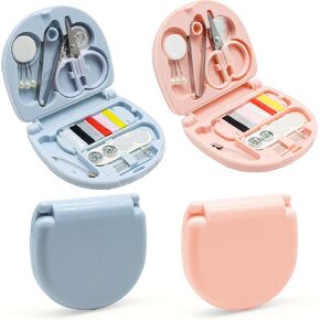 Yasdyri 4 Pack Mini Sewing Kit, Portable Sewing Kit for Travel, Mini Travel Sewing Kit TSA Approved Mini Sewing Box Kit with Threads Scissors Hand Sewing Needles