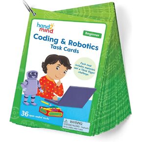 Hand2Mind الترميز والروبوتات بطاقات المهام المبتدئين ، الترميز للأطفال 5-7 ، مشاريع STEM ، برمجة الكمبيوتر للأطفال ، ألعاب تكنولوجيا الأطفال ، أنشطة تعلم رياض الأطفال ، لوازم الفصول الدراسية العلمية
