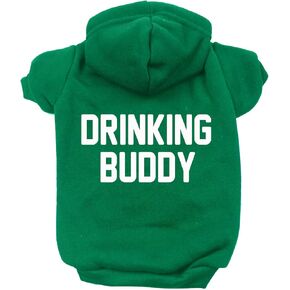 شرب Buddy St. Patrick's Pullover Fleece Clied Dog Hoodie مع قميص ثقب ثقب (أخضر)