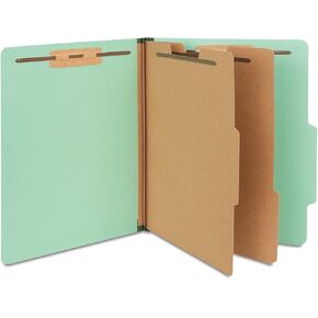 Staples 614454 Pressboard Classification Folders 2/5 Top Tab Ltr 2 Div Green 20/Bx